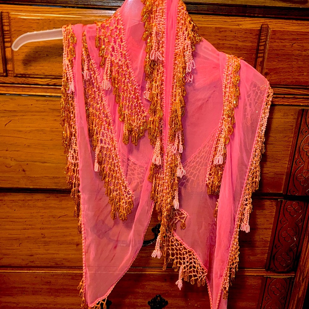 Fringed beaded wrap or sarong